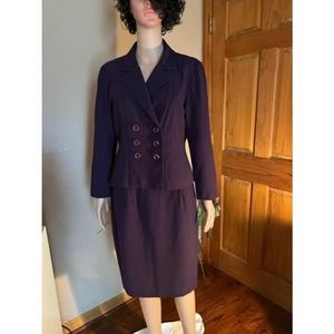 SCARLETT Women 2PC Purple Polyester Double Breasted Skirt Suit Size 8